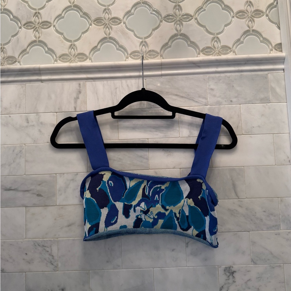 Staud: Zola blue pacific paradise knit top